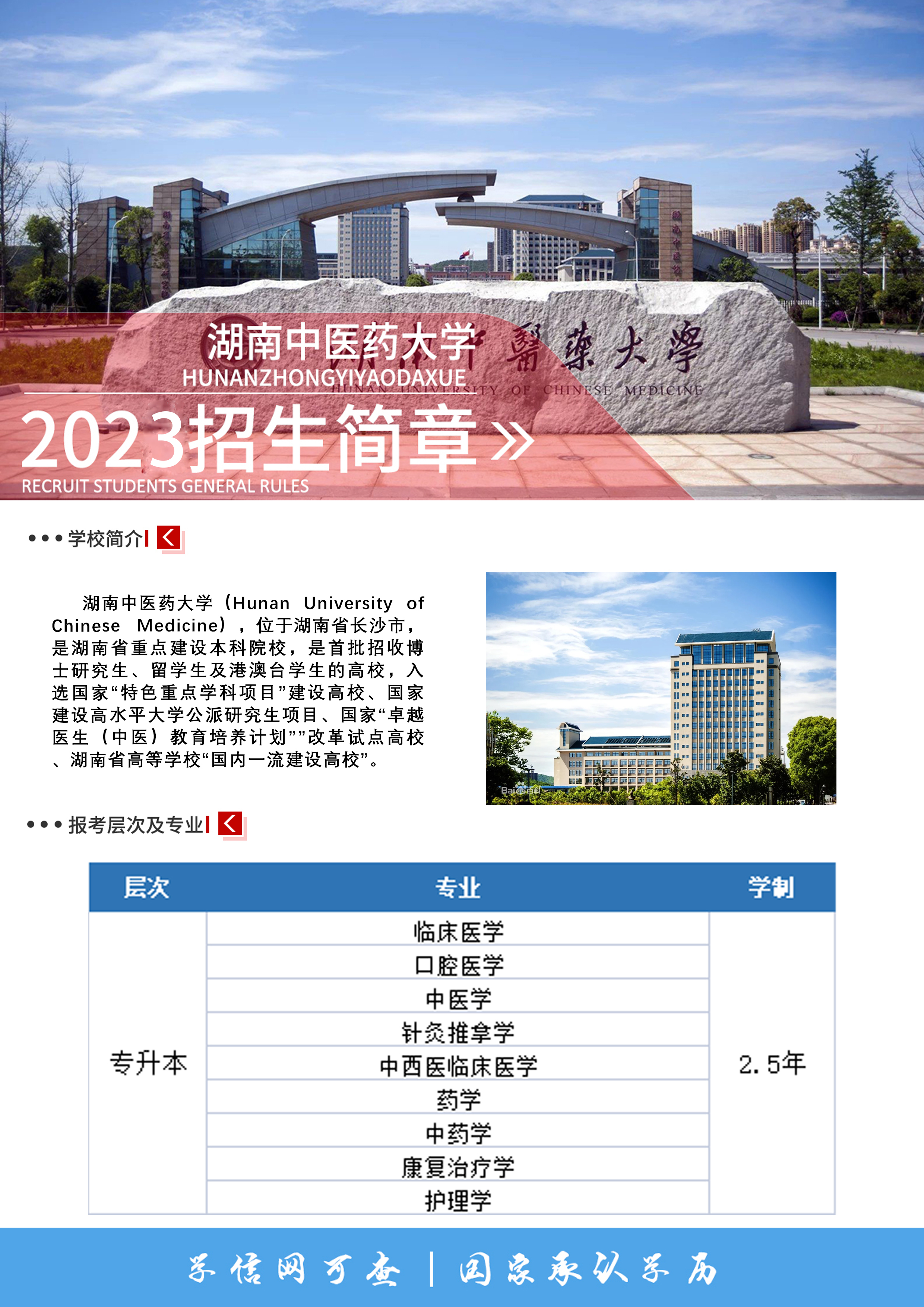 2023年湖南中医药大学成人高考招生简章